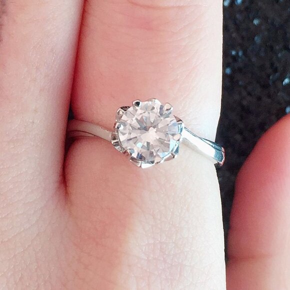 Dainty Gemstone CZ Elegant Silver Engagement Rings for Women, INDN8104 - Picture 4 of 7